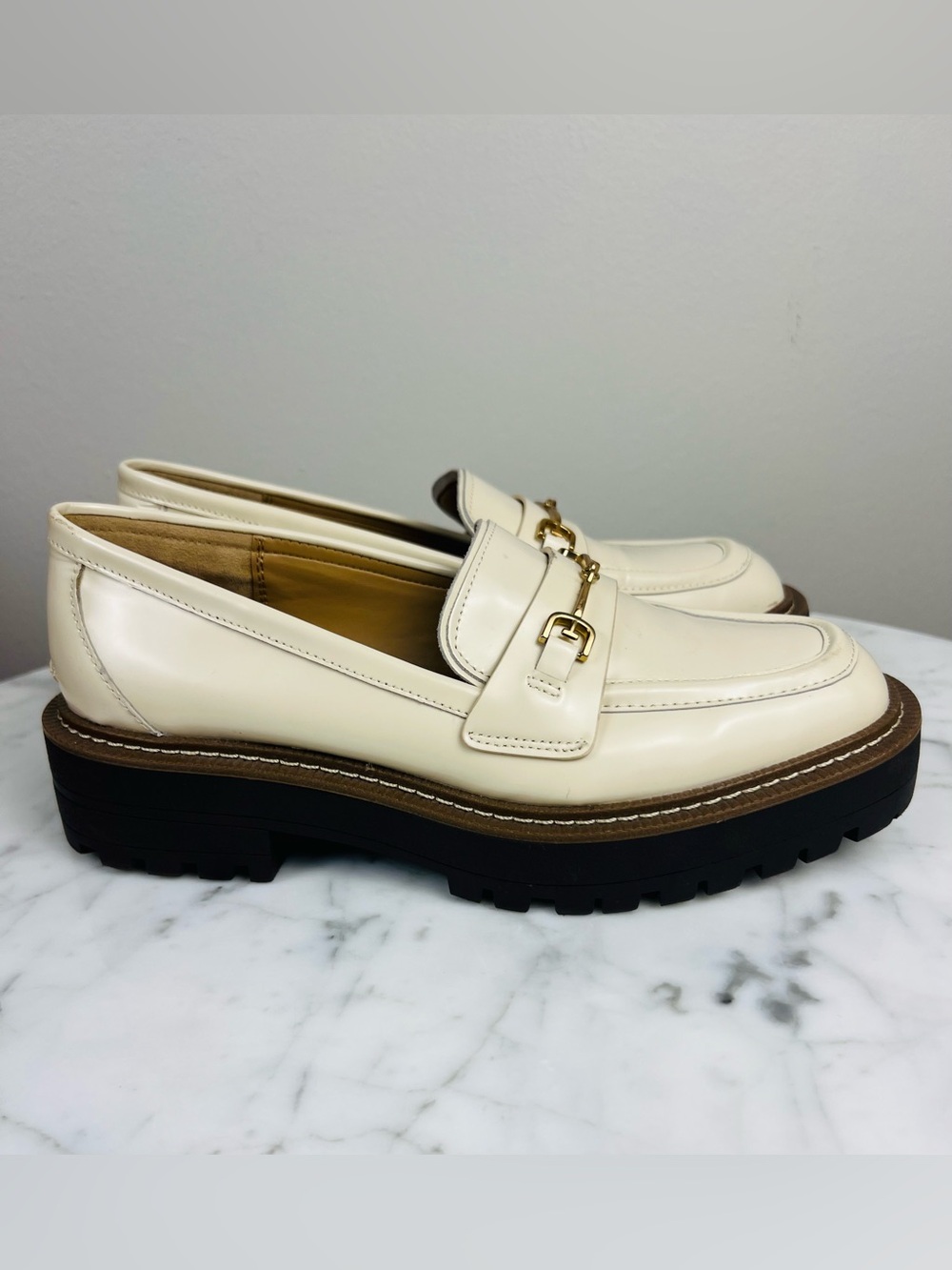 Sam Edelman Laurs Lug Sole Loafers – Modern Ivory – Size 8
